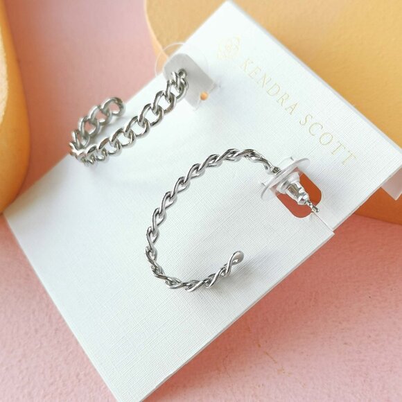 Kendra Scott - Grier Silver Hoop Earrings - NEW - Picture 2 of 3